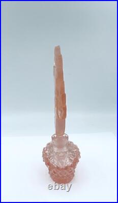 Vintage Pink Czech Glass Perfume Oversized Stopper of Daffodils Narcissus