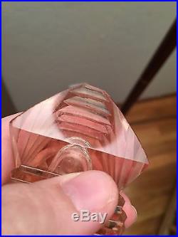 Vintage Pink Pyramid Designed Czechoslovakian Perfume Bottle
