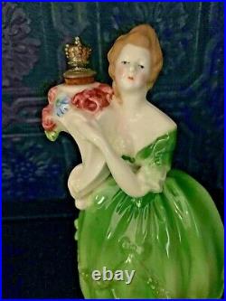 Vintage Porcelain Figural French Lady Perfume Scent Bottle Large Vase 7 H1S1/3