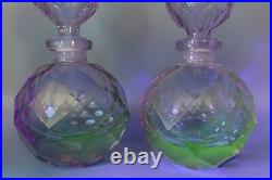 Vintage Pr Alexandrite Neodymium Cut Glass Perfume Bottles Glow Irice Manganese