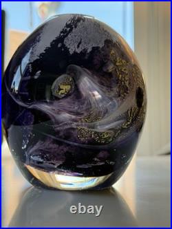Vintage Purfume Bottle Hand Blown Glass Art Deco Retro Purple Abstact Stopper