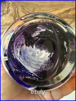 Vintage Purfume Bottle Hand Blown Glass Art Deco Retro Purple Abstact Stopper