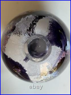 Vintage Purfume Bottle Hand Blown Glass Art Deco Retro Purple Abstact Stopper