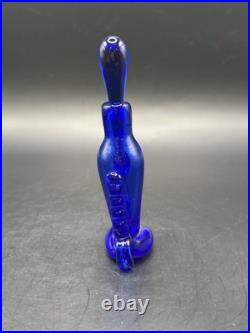 Vintage RARE Cobalt Blue Perfume Bottle Unique Design 5'' x 2.5 Signed E P 88