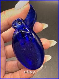 Vintage RARE Cobalt Blue Perfume Bottle Unique Design 5'' x 2.5 Signed E P 88