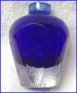 Vintage RARE Etched Flowers Glass Perfume Bottle Signed Perry Coyle (Mireau)