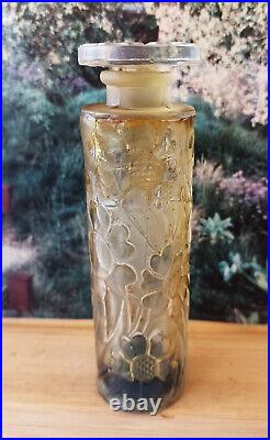 Vintage Rene Lalique Les Cinq Fleurs Perfume Bottle. Empty with Brass case. 4