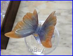Vintage Retired Daum ART GLASS Signed Butterfly Stopper Glass Perfume Bottle