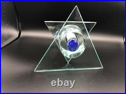 Vintage Richard Silver Judaica Art Glass, Signed, 7 High, 8 Widest, 2 Lbs
