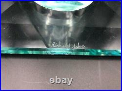 Vintage Richard Silver Judaica Art Glass, Signed, 7 High, 8 Widest, 2 Lbs