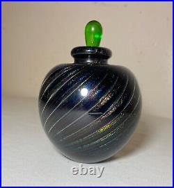 Vintage Robert Eickholt 1985 iridescent hand blown art glass perfume bottle