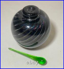 Vintage Robert Eickholt 1985 iridescent hand blown art glass perfume bottle