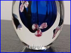 Vintage Roger Gandelman 1989 Signed Hand Blown Art Glass Floral Perfume Bottle