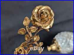 Vintage Rose Ormolu Perfume Bottle Refillable Gold & Glass Perfume Atomizer 7.6