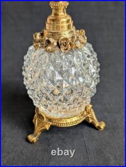 Vintage Rose Ormolu Perfume Bottle Refillable Gold & Glass Perfume Atomizer 7.6