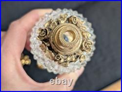 Vintage Rose Ormolu Perfume Bottle Refillable Gold & Glass Perfume Atomizer 7.6