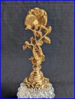 Vintage Rose Ormolu Perfume Bottle Refillable Gold & Glass Perfume Atomizer 7.6