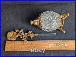 Vintage Rose Ormolu Perfume Bottle Refillable Gold & Glass Perfume Atomizer 7.6