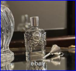 Vintage Rose Perfume Bottle With Funnel, 925 Sterling Silver With Original Box