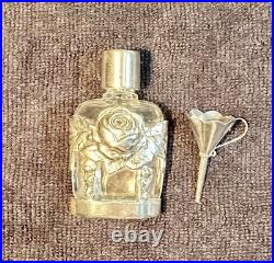 Vintage Rose Perfume Bottle With Funnel, 925 Sterling Silver With Original Box