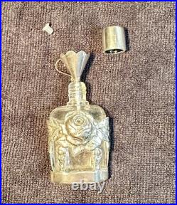 Vintage Rose Perfume Bottle With Funnel, 925 Sterling Silver With Original Box