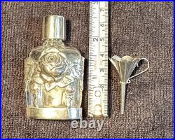 Vintage Rose Perfume Bottle With Funnel, 925 Sterling Silver With Original Box