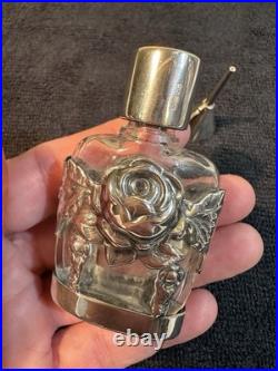 Vintage Rose Perfume Bottle With Funnel, 925 Sterling Silver With Original Box