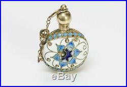 Vintage Russian Enamel Silver Perfume Bottle