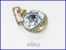 Vintage Russian Enamel Silver Perfume Bottle