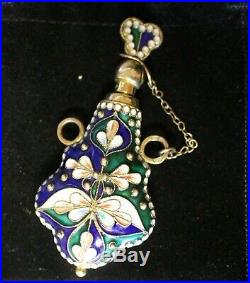 Vintage Russian Sterling Silver Cloisonne Enamel Perfume Bottle Pendant