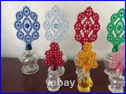 Vintage SET Art Deco Perfume Bottles withPlastic Screw-Top Ornate Floral Stopper