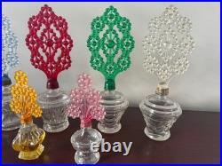 Vintage SET Art Deco Perfume Bottles withPlastic Screw-Top Ornate Floral Stopper