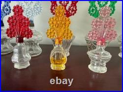 Vintage SET Art Deco Perfume Bottles withPlastic Screw-Top Ornate Floral Stopper