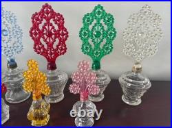 Vintage SET Art Deco Perfume Bottles withPlastic Screw-Top Ornate Floral Stopper