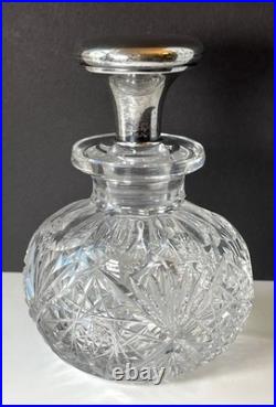 Vintage SS Lidded Cut Glass Perfume American Manufacturer Stunning Pattern