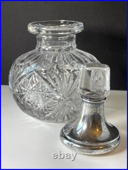 Vintage SS Lidded Cut Glass Perfume American Manufacturer Stunning Pattern