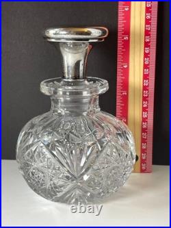 Vintage SS Lidded Cut Glass Perfume American Manufacturer Stunning Pattern