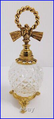 Vintage STYLEBUILT Gold Gilt Metal Glass Ormolu Tassel Perfume Footed Bottle