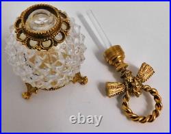 Vintage STYLEBUILT Gold Gilt Metal Glass Ormolu Tassel Perfume Footed Bottle