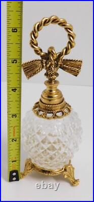 Vintage STYLEBUILT Gold Gilt Metal Glass Ormolu Tassel Perfume Footed Bottle
