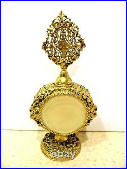 Vintage STYLEBUILT Pedestal Perfume Bottle with Dauber in Gold Ornate Filigree