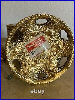 Vintage STYLEBUILT Rare Oval-Angel Ormolu Filigree Gold Plate Perfume Bottle MCM