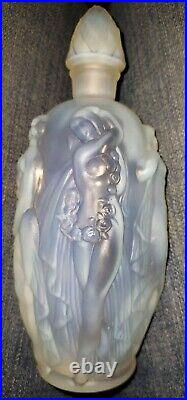 Vintage Sabino France Opalescent Art Glass Nude Gaite Nymph Perfume Bottle 1940s