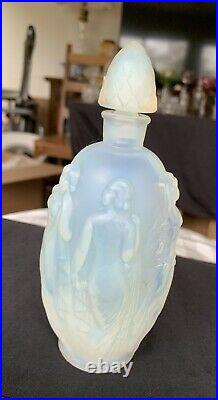 Vintage Sabino Glass Perfume Bottle Nudes Nymphs Women Opalescent French Mint