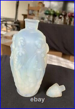 Vintage Sabino Glass Perfume Bottle Nudes Nymphs Women Opalescent French Mint