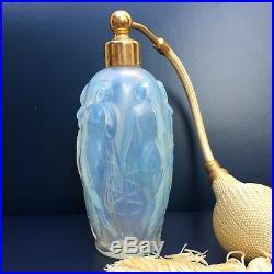 Vintage Sabino Opalescent Art Glass Nude Nymphs Perfume Bottle Atomizer France