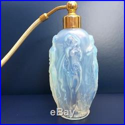 Vintage Sabino Opalescent Art Glass Nude Nymphs Perfume Bottle Atomizer France