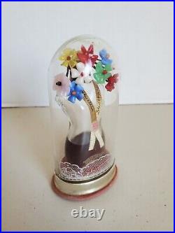 Vintage Schiaparelli Shocking Perfume Bottle In Glass Dome, Flowers Some Perfume