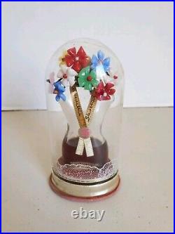 Vintage Schiaparelli Shocking Perfume Bottle In Glass Dome, Flowers Some Perfume