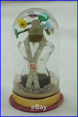 Vintage Schiaparelli Shocking Perfume Bottle Sealed Torso With Flowers Dome